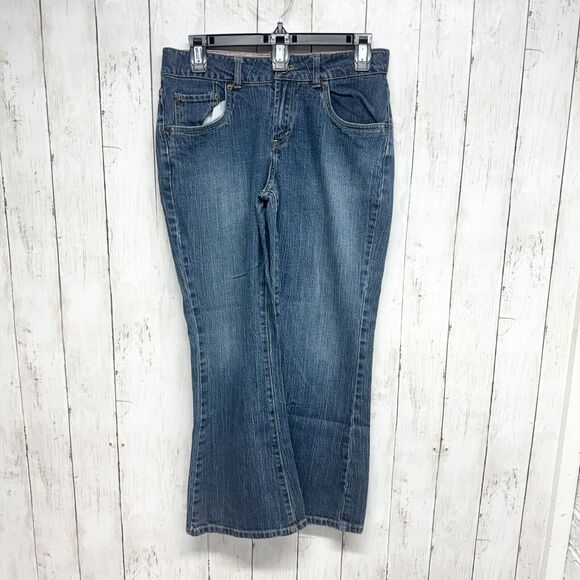 VTG LEVIS Jeans Women 14 1/2 Stretch Flare Pink Tag Cotton Blue 5 Pocket Denim - Picture 1 of 5